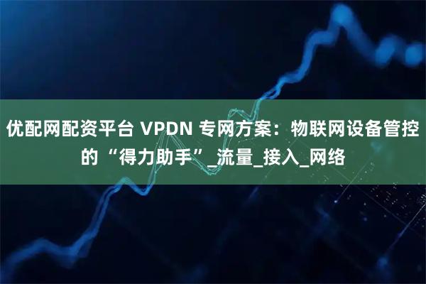 优配网配资平台 VPDN 专网方案：物联网设备管控的 “得力助手”_流量_接入_网络